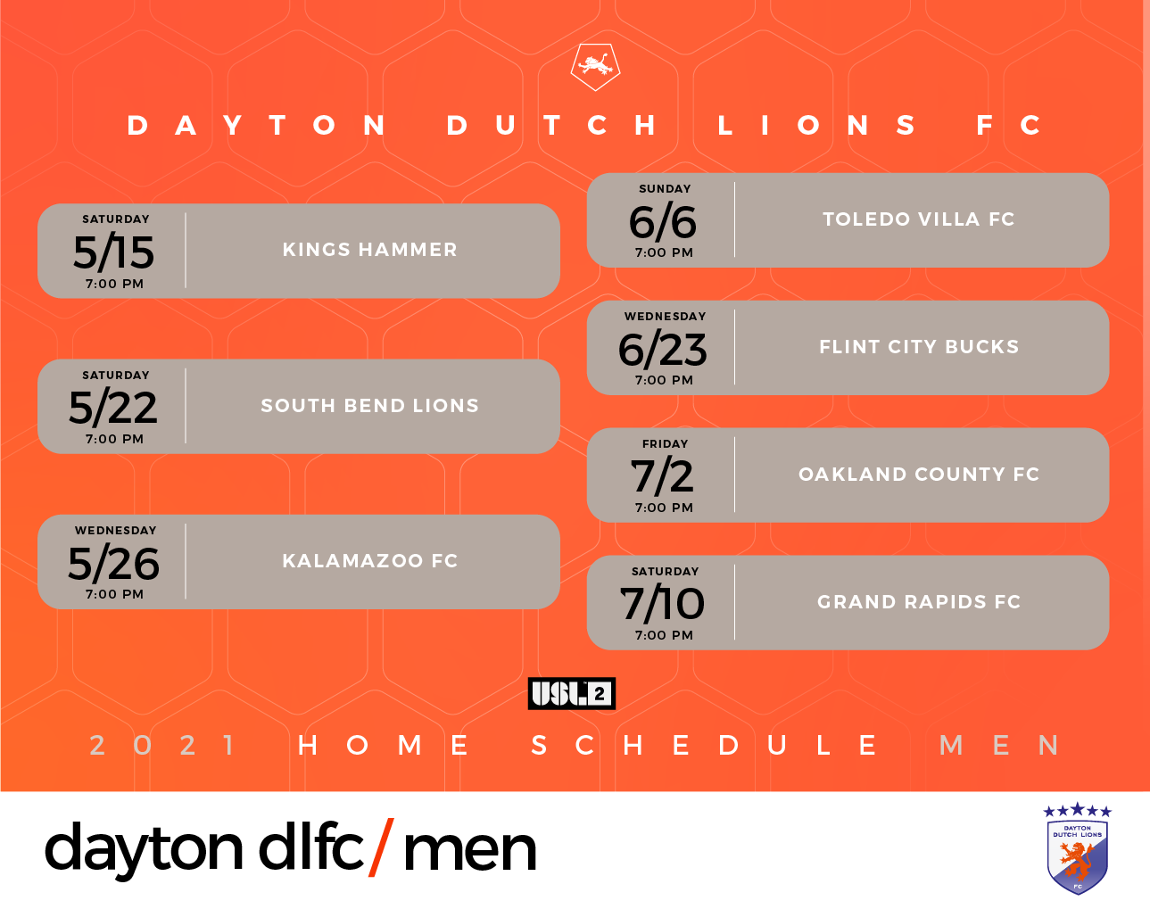 Dayton Dutch Lions FC to Play Home Opener: Tickets